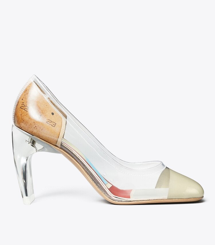 Tory Burch diseñador tacones Zapato de tacón transparente en CLEAR lateral