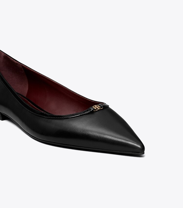 Tory Burch diseñador zapatos planos Zapato plano con hebilla doble T en PERFECT BLACK detalle