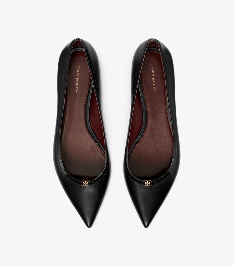 Tory Burch diseñador zapatos planos Zapato plano con hebilla doble T en PERFECT BLACK vista superior