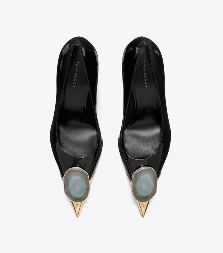 Tory Burch diseñador tacones Zapatos de salón Patos en PERFECT BLACK desde arriba