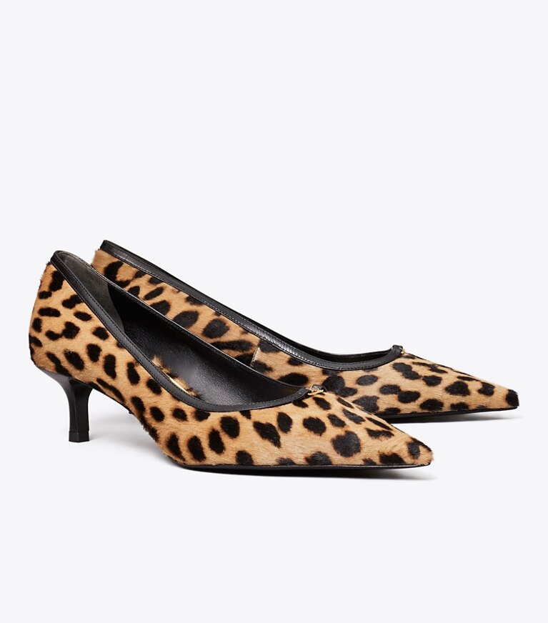 Tory Burch diseñador tacones Zapatos de tacón bajo con hebilla doble T en CLASSIC LEOPARD ángulo