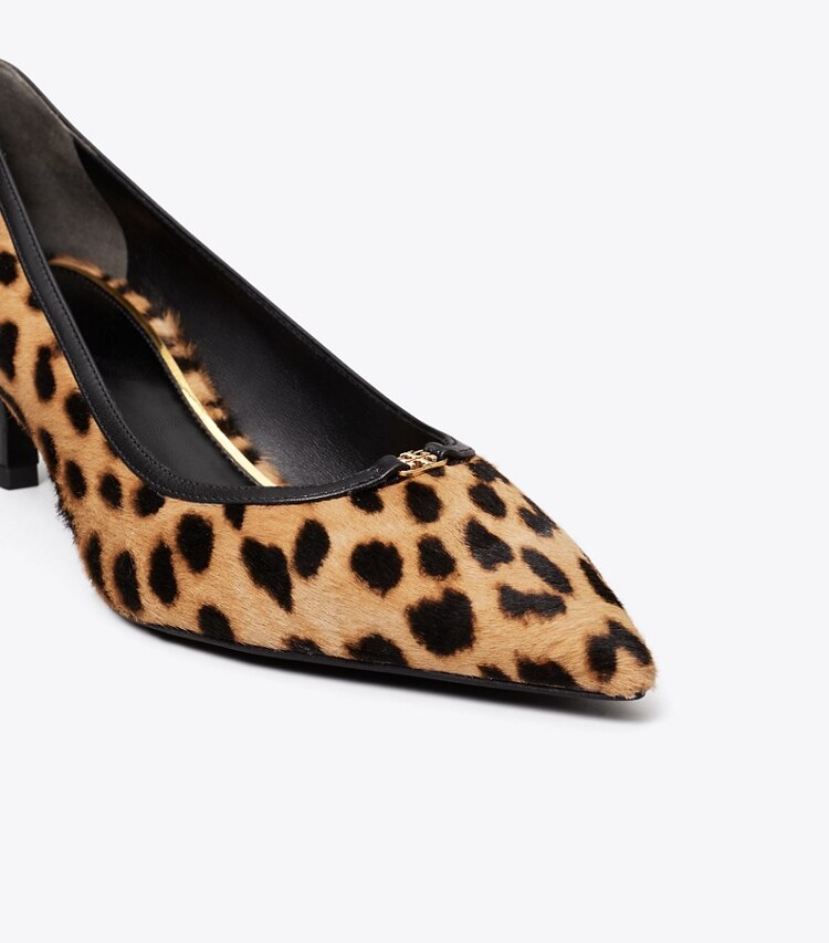 Tory Burch diseñador tacones Zapatos de tacón bajo con hebilla doble T en CLASSIC LEOPARD detalle