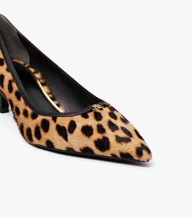 Tory Burch diseñador tacones Zapatos de tacón bajo con hebilla doble T en CLASSIC LEOPARD detalle