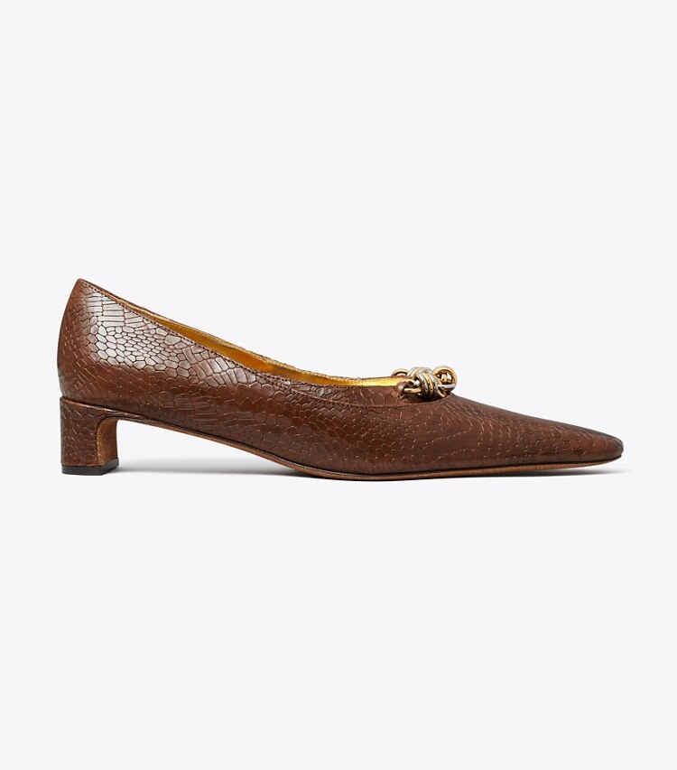 Tory Burch diseñador tacones Zapatos de tacón con cadena de pasarela en KHAKI lateral