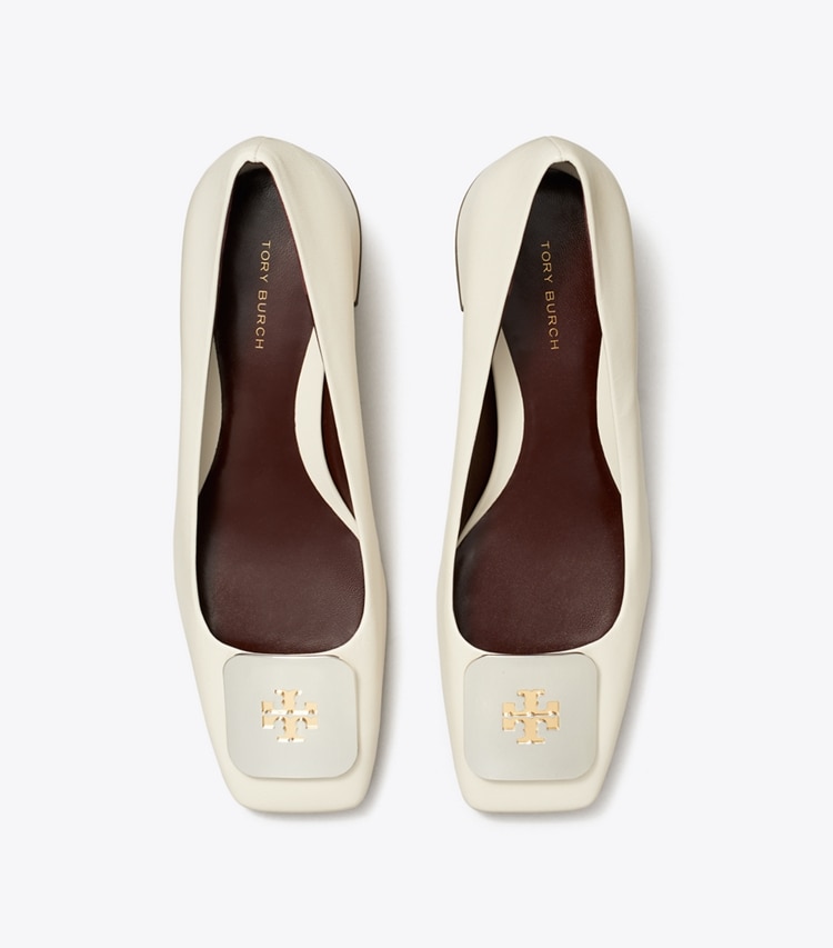 Tory Burch diseñador tacones Zapatos de tacón Georgia en LIGHT CREAM vista superior