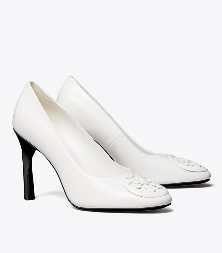 Tory Burch diseñador tacones Zapatos de tacón Reva en WHITE ángulo