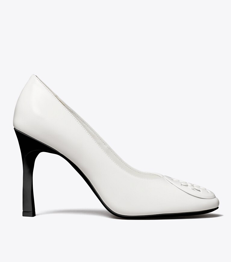 Tory Burch diseñador tacones Zapatos de tacón Reva en WHITE lateral