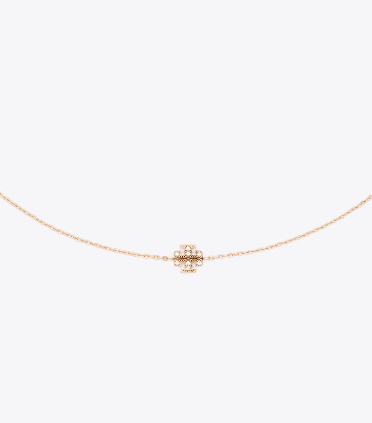 Tory Burch designer halsketten Zarte Icon Pavé-Halskette in Tory Gold / Crystal detail