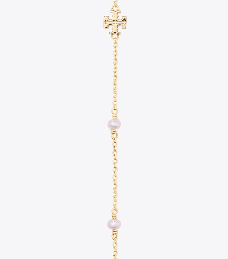 Tory Burch designer halsketten Zarte Moondance Halskette mit Perlen in Tory Gold / Pearl front