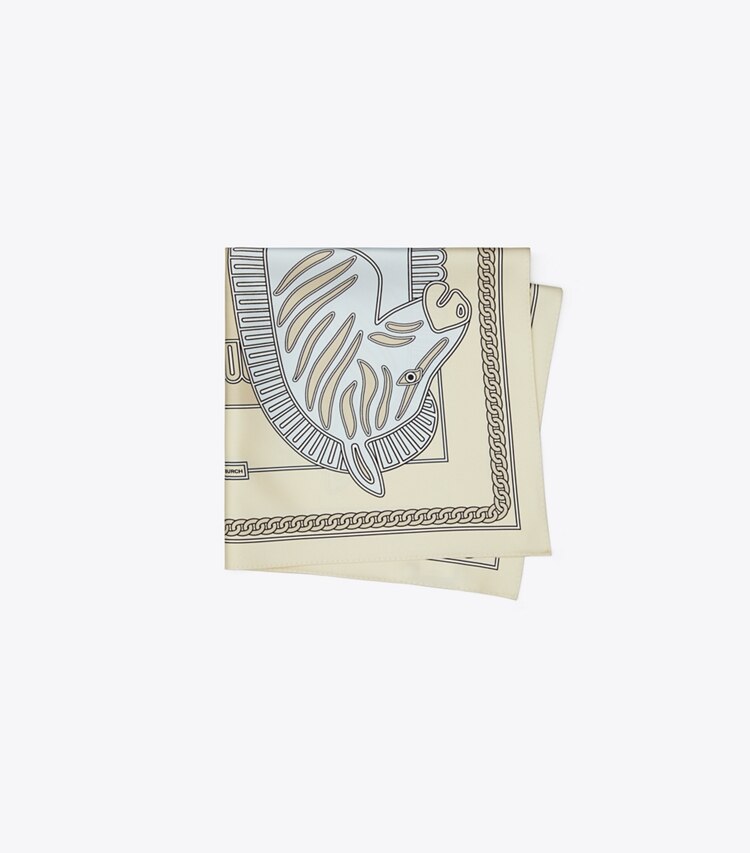 Tory Burch designer scarves Zebra Neckerchief in Light Blue Zebra Scarf folded