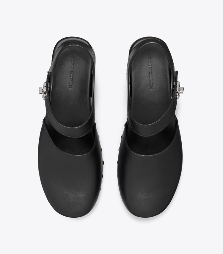 Tory Burch designer scarpe con tacco Zoccolo con turnlock in PERFECT BLACK superiore