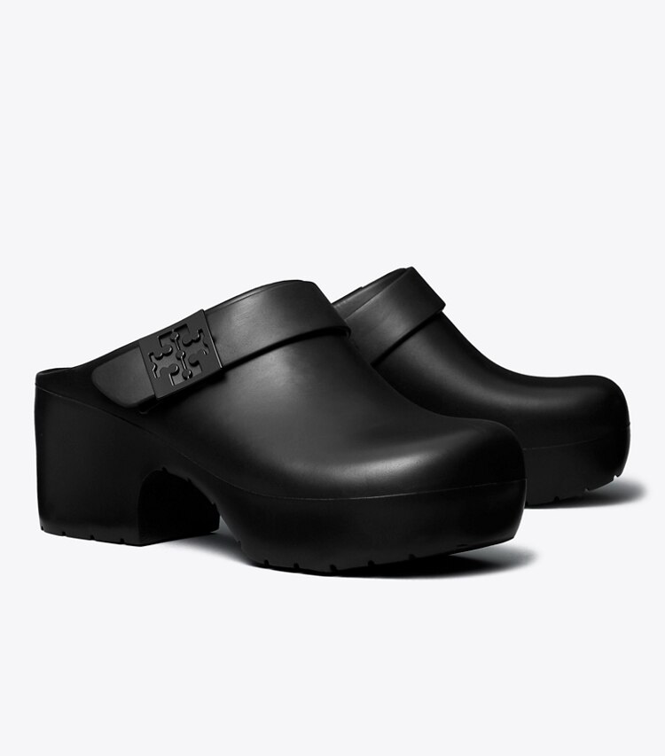 Tory Burch designer mocassini Zoccolo Mellow con tacco e plateau in PERFECT BLACK angle