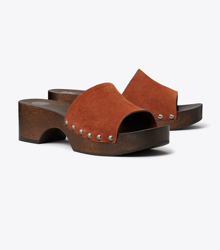 Tory Burch designer sandali Zoccolo stile sandalo in SEQUOIA angle