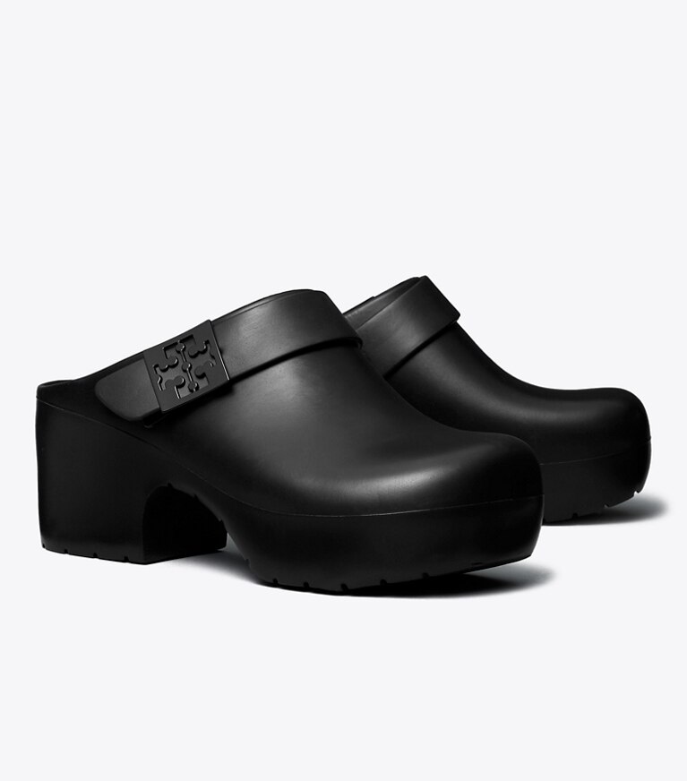 Tory Burch diseñador zapatos planos Zueco con tacón y plataforma Mellow en PERFECT BLACK ángulo