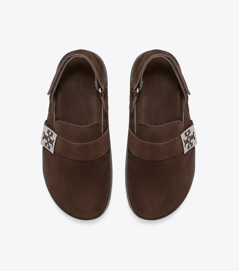 Tory Burch diseñador zapatos planos Zueco deportivo Mellow en DARK COCOA / SILVER vista superior