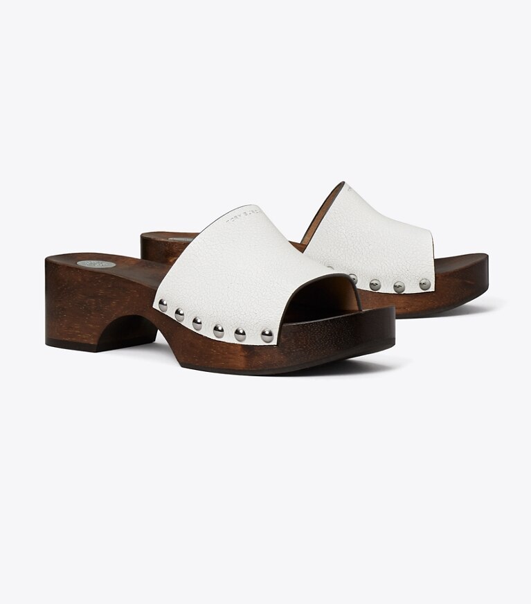 Tory Burch diseñador sandalias Zueco tipo sandalia en WHITE ángulo