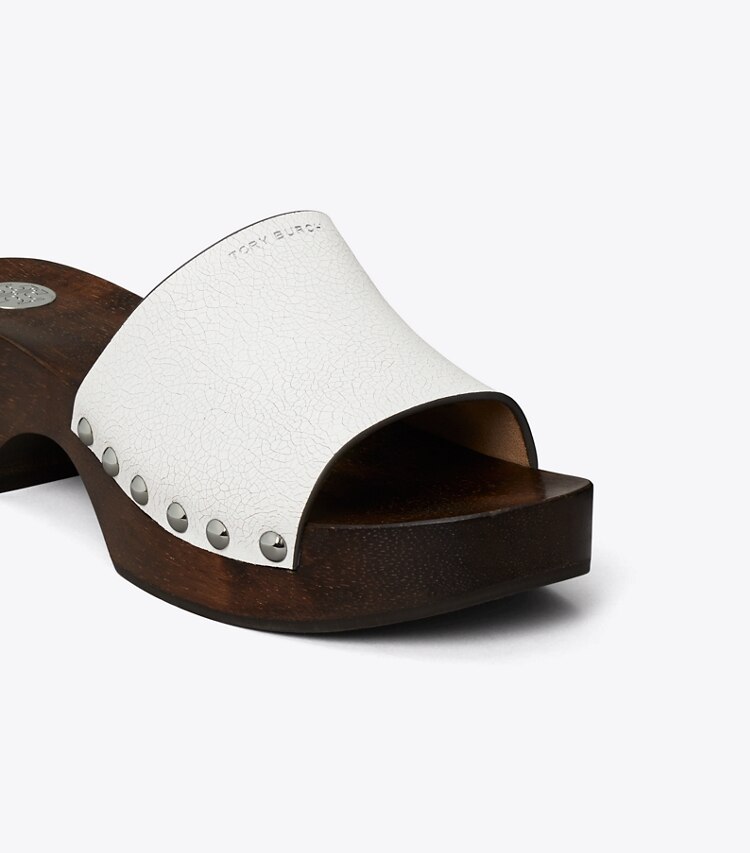 Tory Burch diseñador sandalias Zueco tipo sandalia en WHITE detalle