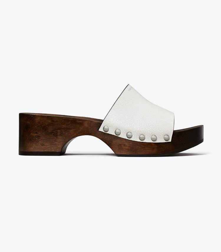 Tory Burch diseñador sandalias Zueco tipo sandalia en WHITE lateral