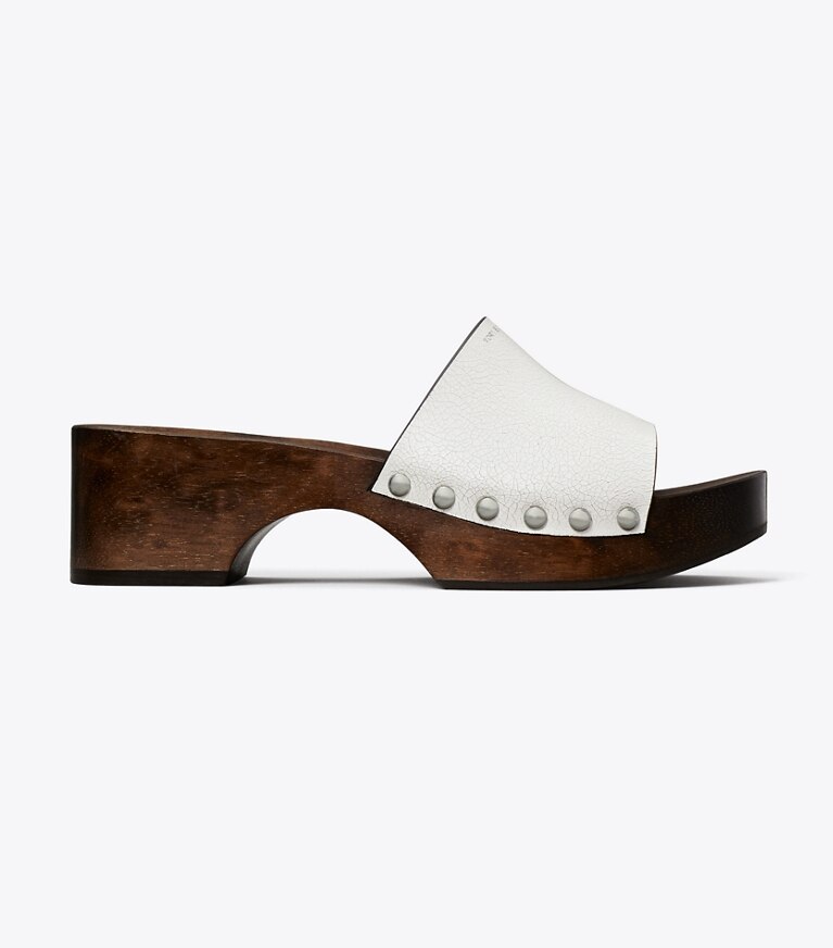 Tory Burch diseñador sandalias Zueco tipo sandalia en WHITE lateral