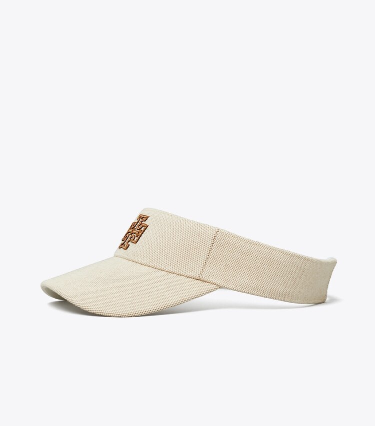 Tory Sport designer mützen Zweifarbiges Sonnenvisier aus Canvas in Natural Brown angle