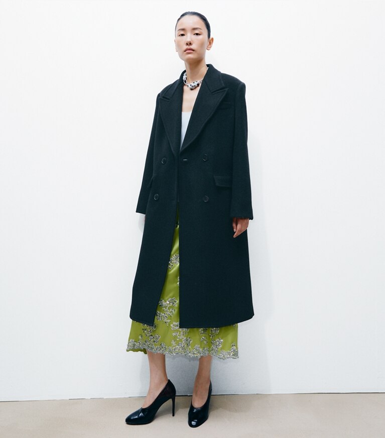 Tory Burch designer mäntel Zweireihiger Wollmantel in BLACK additional on model