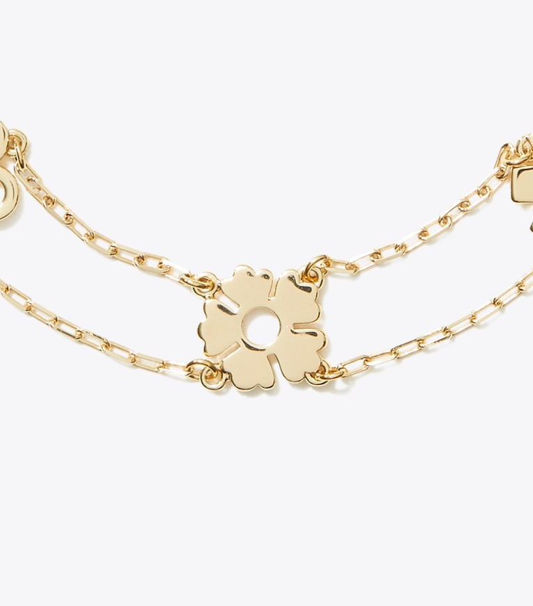 Tory Burch designer armbänder Zweireihiges Armband in Tory Gold front