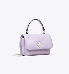 国内直営【Tory Burch】ダイヤモンドキルト チェーンウォレット キラ ダイヤモンドキルト クローバー トップハンドル ミニ
