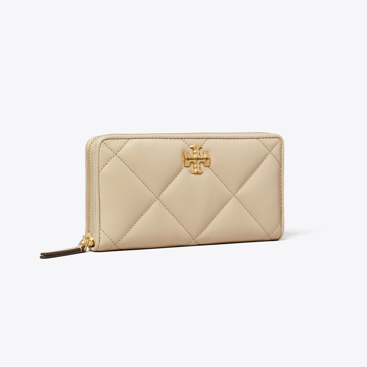 【TORY BURCH】トリーバーチ　二つ折り財布　ダイヤモンドキルト　ホワイト キラ ダイヤモンドキルト ジップ コンチネンタル ウォレット