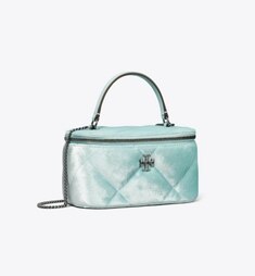 Tory Burch キルティング　バッグチャーム　 ネイビー キラ チャーム ダイヤモンドキルト ジップアラウンド スモール