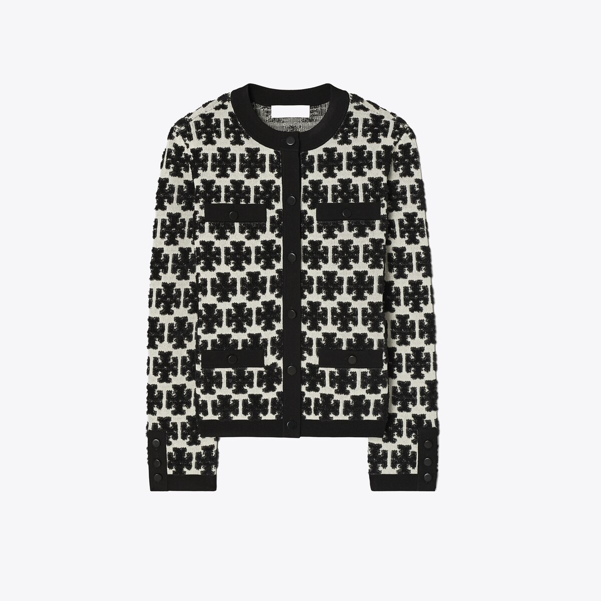 週末最終セール★新品タグ付き★TORY BURCH 総花柄コットンカーディガンM ケンドラ ブークレカーディガン: レディース セーター | Tory