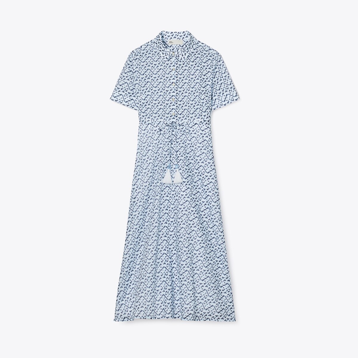 国内発送・関税なし Tory Burch リネン カフタン 刺繍 コットン-シャツドレス-front.