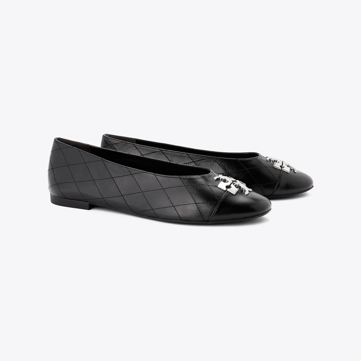 ❤️ToryBurch❤️ブラックレザーフラットシューズ チャーリー-キルト-バレエ