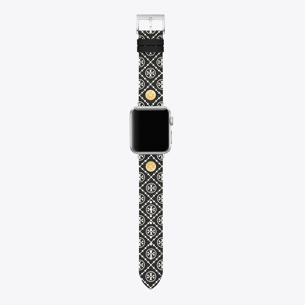 T Monogram Band for Apple Watch®, Black/White Leather, 38 MM – 40 MM