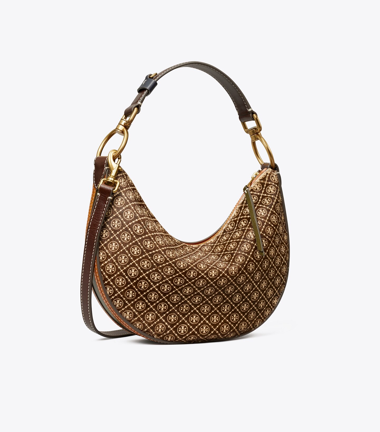 T MONOGRAM CALF HAIR MINI CRESCENT BAG