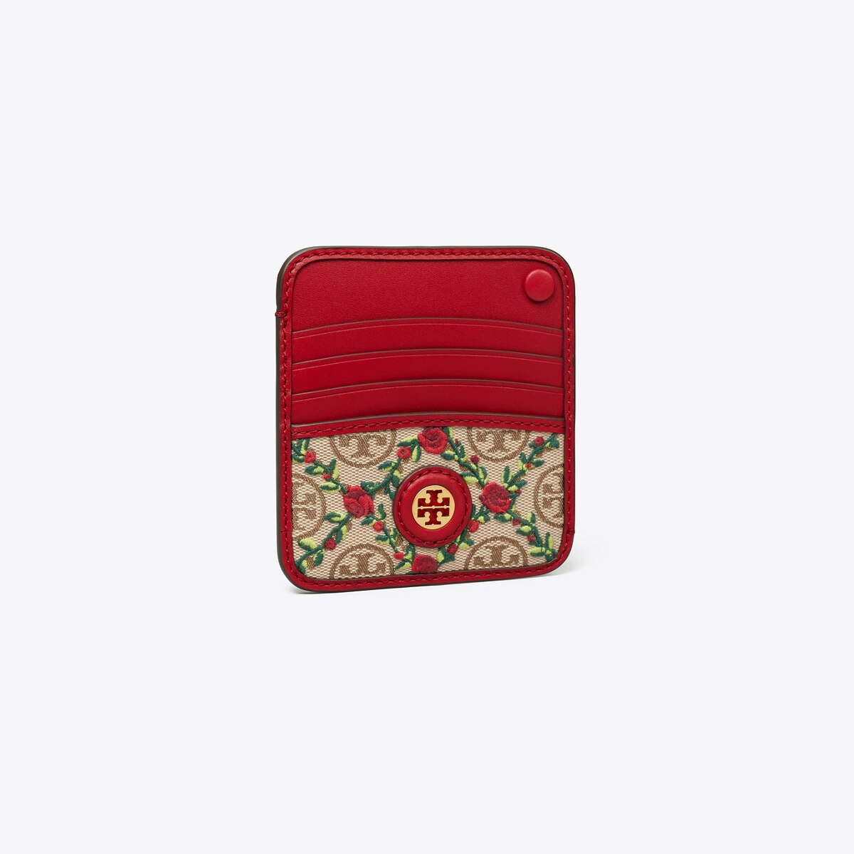 T Monogram Embroidered Card Case