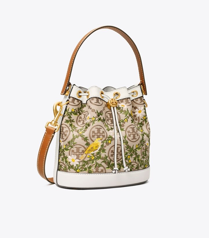 T Monogram Jacquard Embroidered Bucket Bag: Women's Designer 