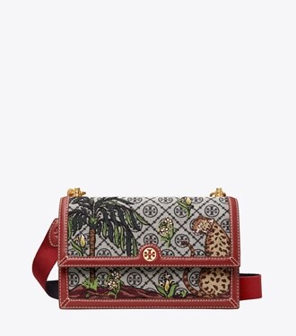 tory burch t monogram jacquard zip shoulder bag