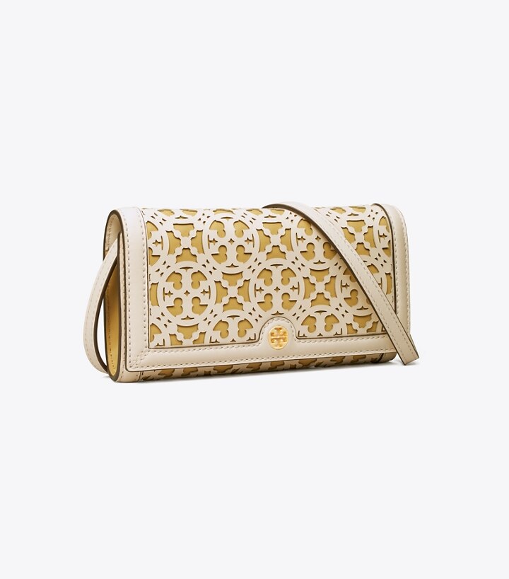 beige tory burch wallet