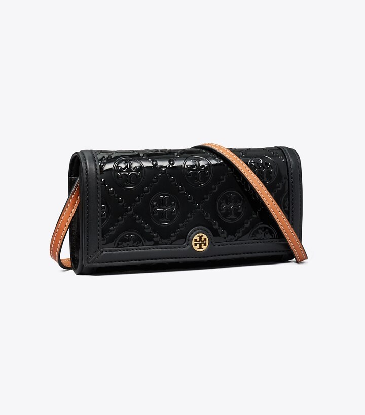 tory burch black patent leather wallet