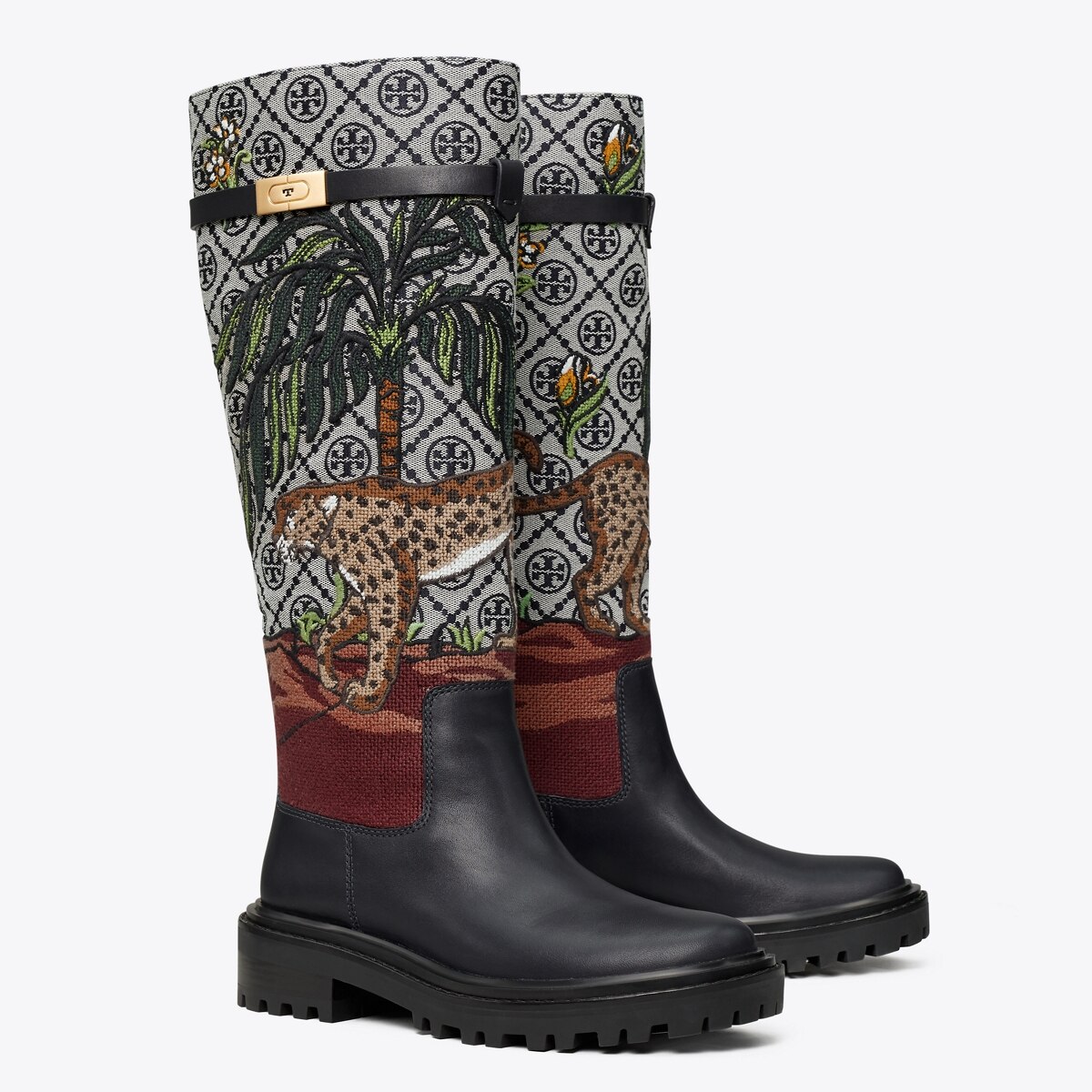 embroidered rain boots