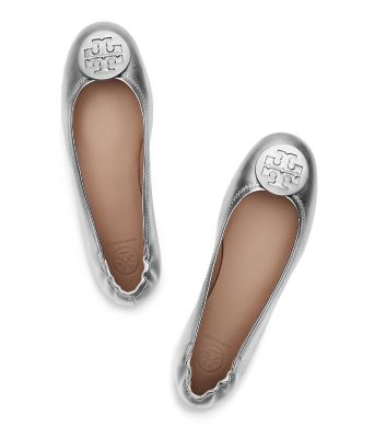 Tory Burch Minnie Travel Ballet Flat, Metallic Leather 