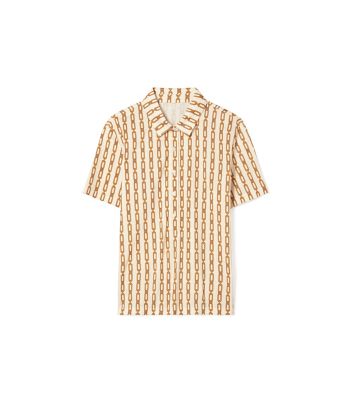 Tory Sport Tory Burch Performance Printed Polo In New Ivory Chain Logo