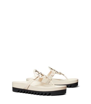 Tory Burch Miller Cloud Lug Sole Sandals In New Cream/perfect Black