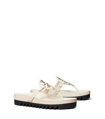 Shop Tory Burch Miller Cloud Lug Sandal In New Cream/perfect Black