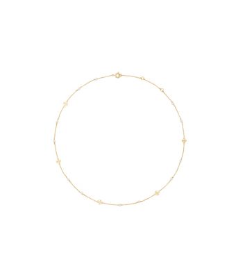 Shop Tory Burch Kira Pearl Delicate Necklace In Tory Gold / Pearl