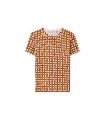 Tory Burch Logo Checker-print T-shirt In Pink