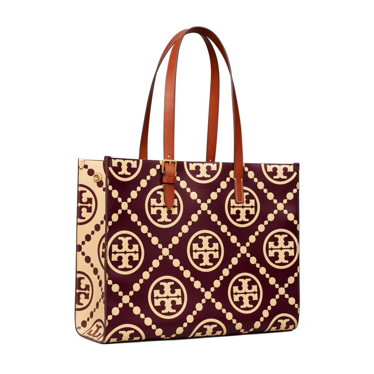 T Monogram Contrast Embossed Tote: Women's Designer Tote Bags