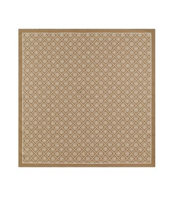 Tory Burch T Monogram Double-sided Silk Square Scarf In Natural Khaki