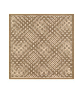 Tory Burch T Monogram Double-sided Silk Square Scarf In Natural Khaki