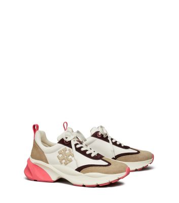 Tory Burch Good Luck Trainer In New Ivory / Taupe / Pink | ModeSens